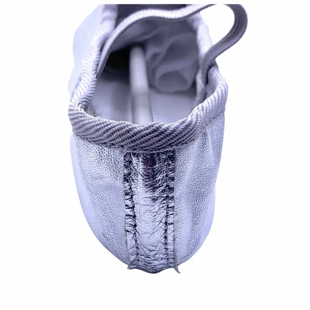 Little Girls Metallic Silver Ballet Slippers 2 Shoes Slip On Wedding Party Dance